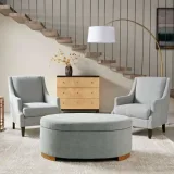 Oval Shape Grey Storage Ottoman – furniture thumbnail 1