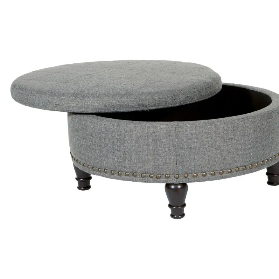 Round Storage Ottoman with Flip Top Surface – furniture - product image 2