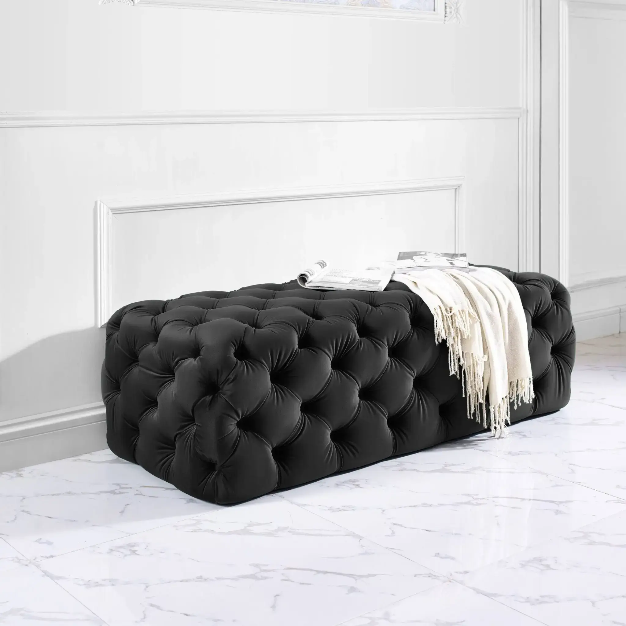 Jumbo Velvet Deep-tufted Ottoman – furniture