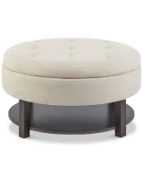 Wide Tufted Round Storage Ottoman – furniture thumbnail 5