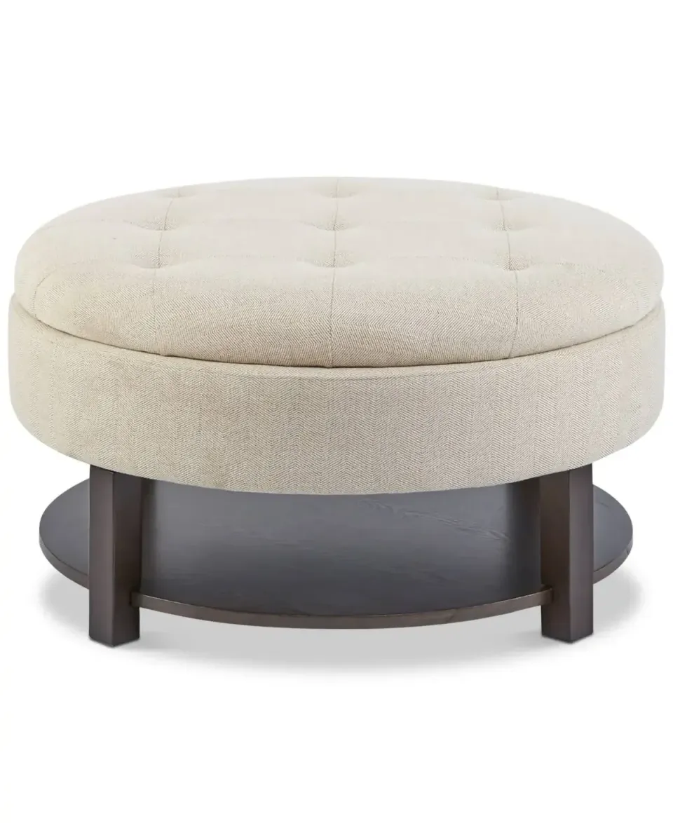 Wide Tufted Round Storage Ottoman – furniture - product image 5