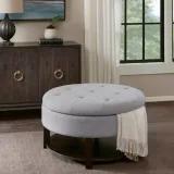 Wide Tufted Round Storage Ottoman – furniture thumbnail 1