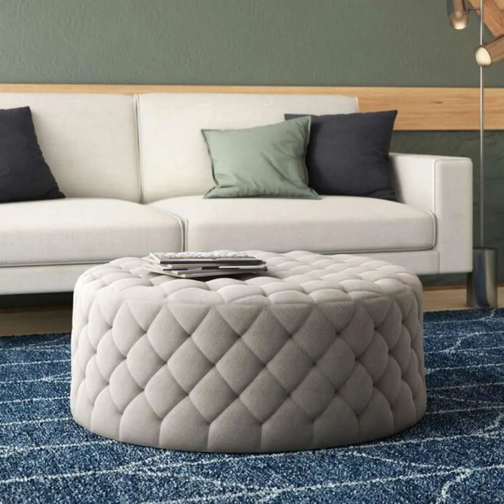 Velvet Tufted Round Cocktail Ottoman – furniture