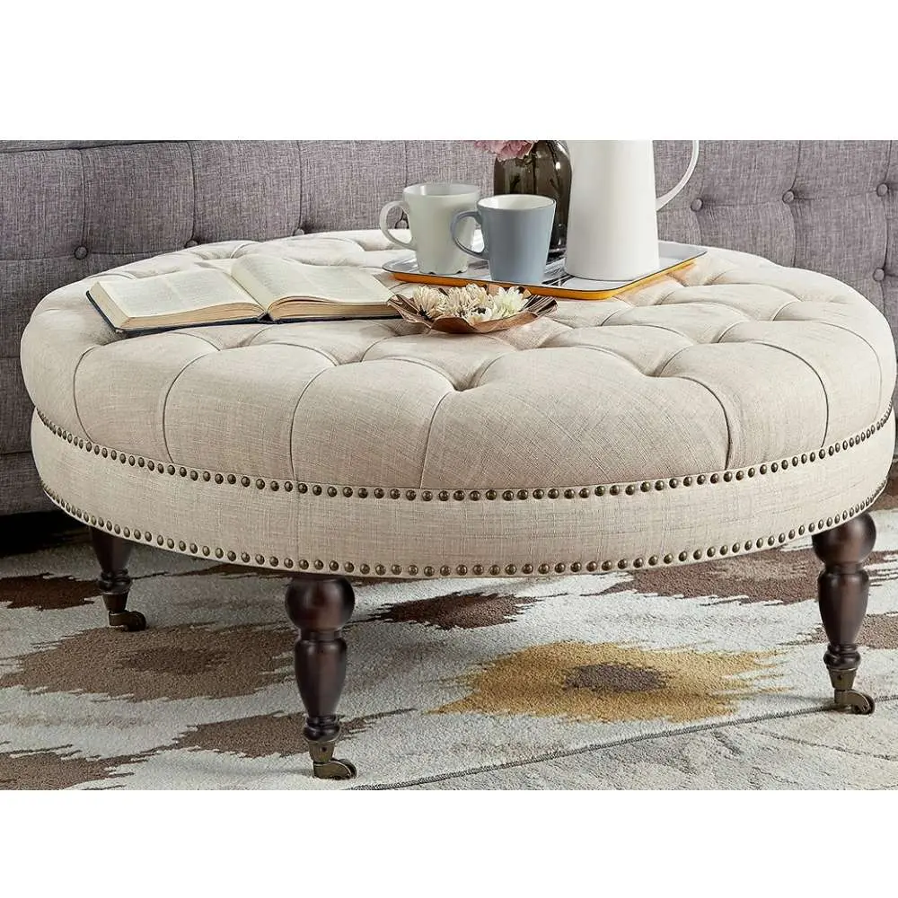 Tufted Round Ottoman Bench – furniture