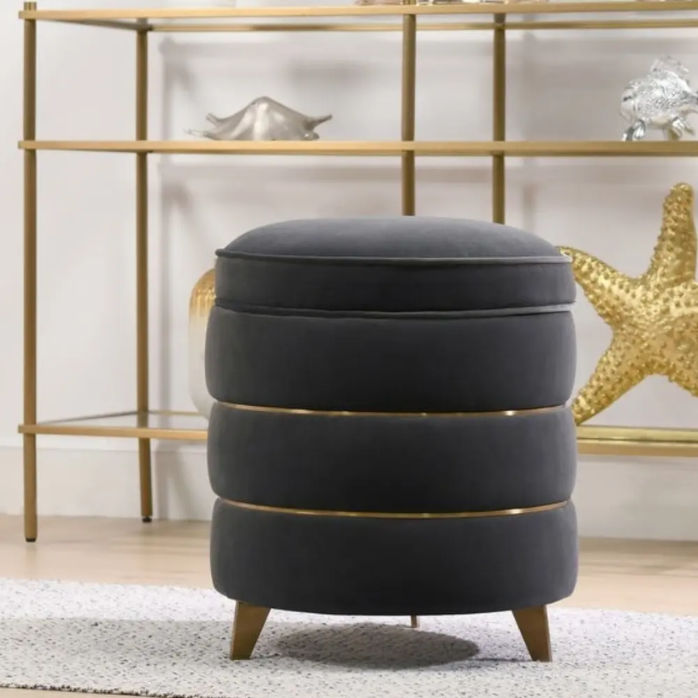 Round Gold Ring Storage Ottoman – furniture