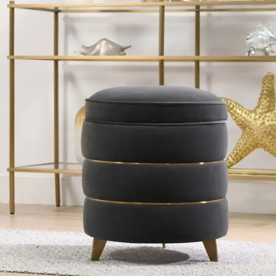 Round Gold Ring Storage Ottoman – furniture - product image 2
