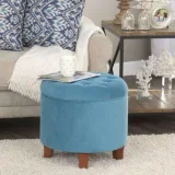 Carson Round Button-Tufted Storage Ottoman – furniture thumbnail 1
