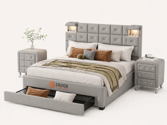 Zavior Platform Bed with Nightstands