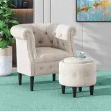 Tufted Chair with Round Ottoman – furniture thumbnail 2