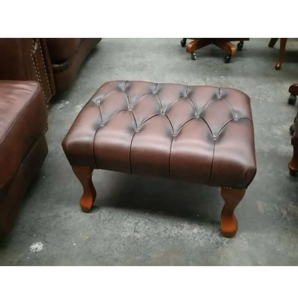 Queen Anne Ottoman in Faux Leather – furniture
