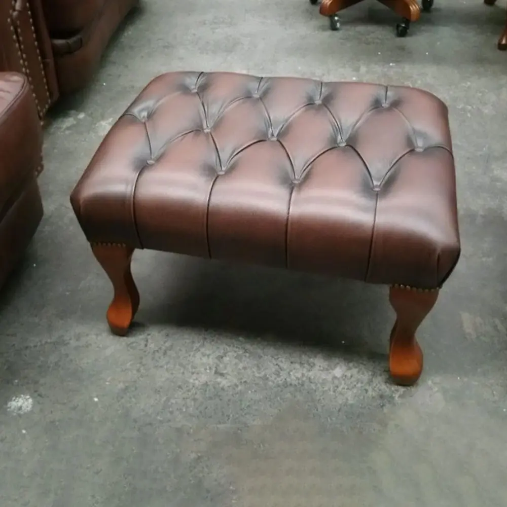 Queen Anne Ottoman in Faux Leather – furniture