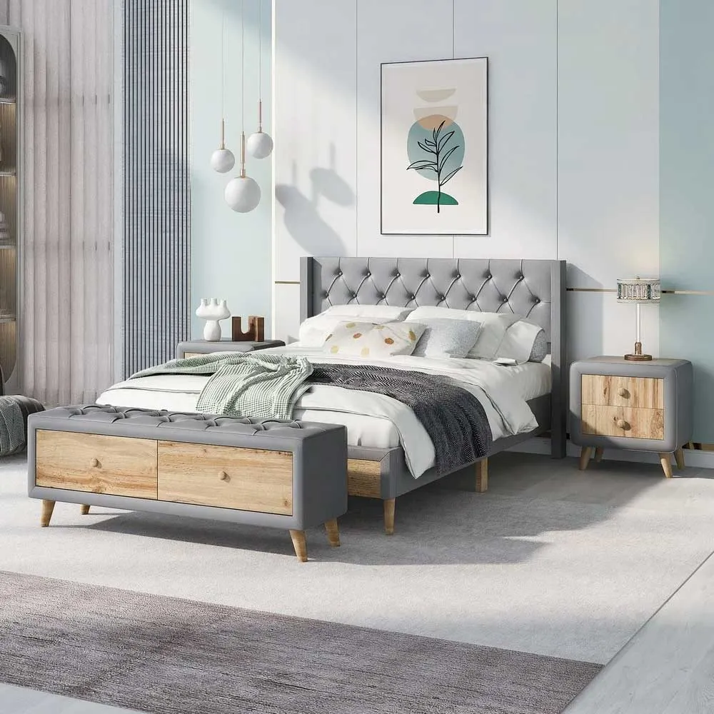 Zavior Platform Bed with Nightstands & Bench