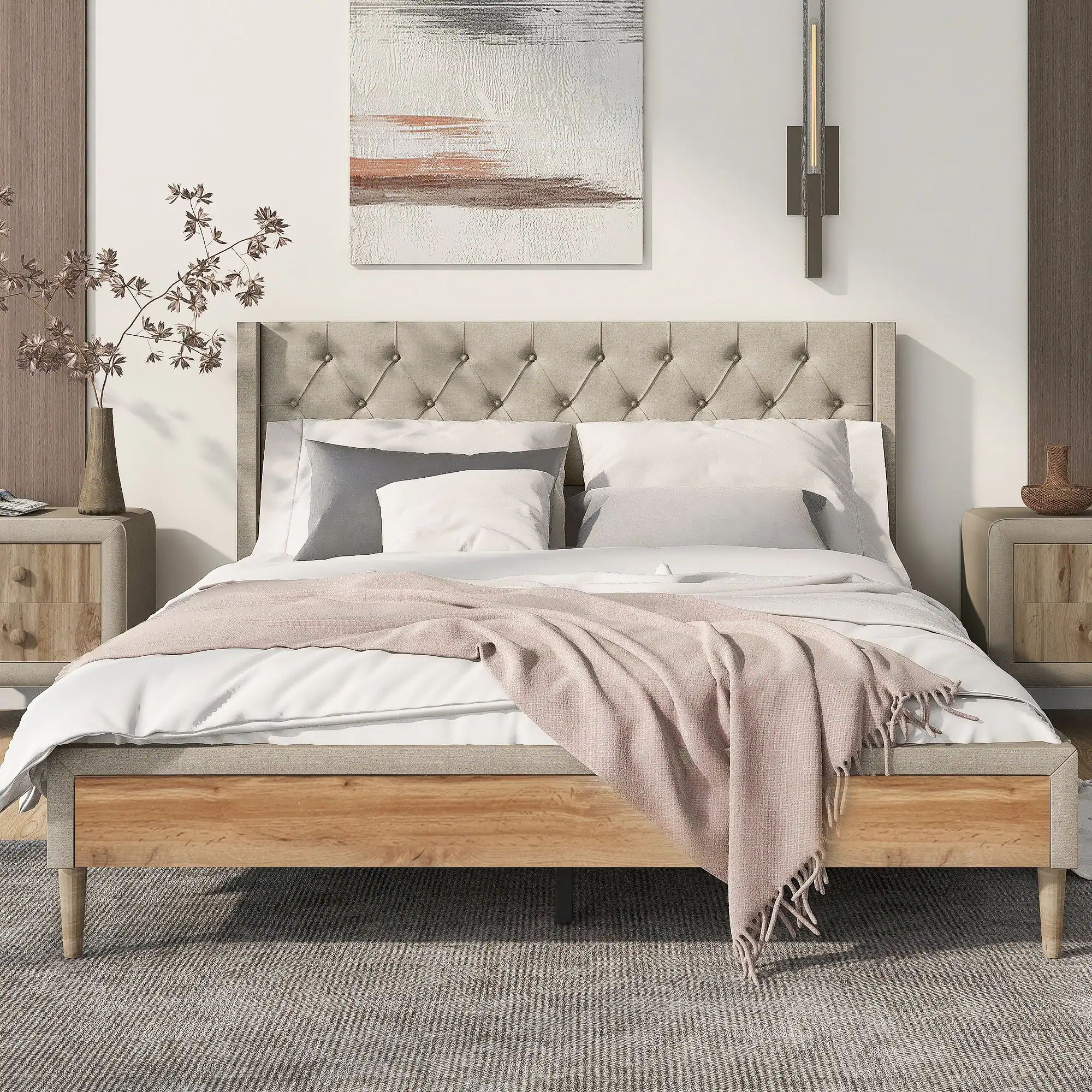 Zavior Platform Bed with Nightstands & Bench