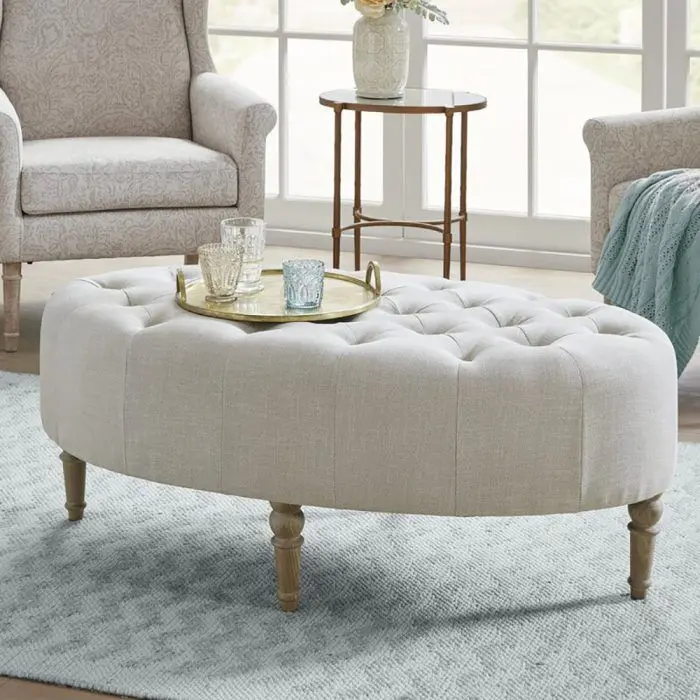 Wide Tufted Oval Standard Ottoman – furniture