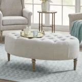 Wide Tufted Oval Standard Ottoman – furniture