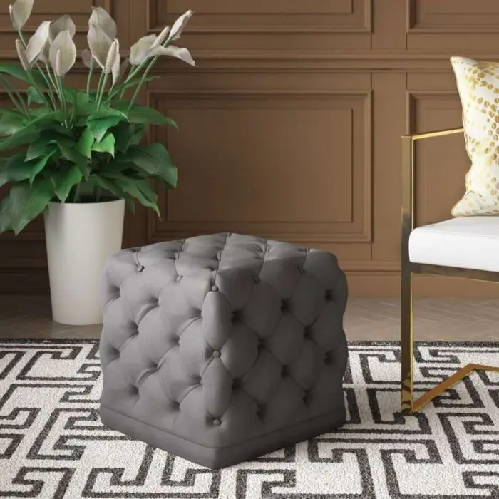 18” Wide Velvet Tufted Square Ottoman – furniture