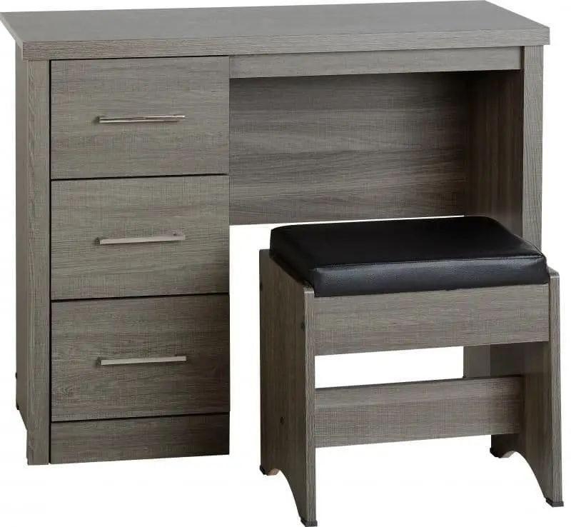 Grey 3 Drawers Dressing Table with Stool – furniture