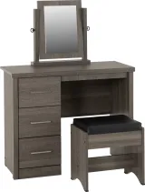 Grey 3 Drawers Dressing Table with Stool – furniture thumbnail 3
