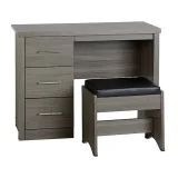 Grey 3 Drawers Dressing Table with Stool – furniture thumbnail 1