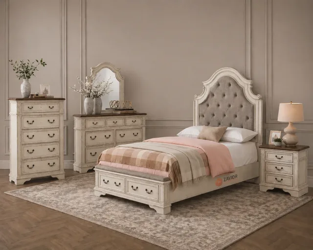 Zavior Realyn Chipped White Storage Bed