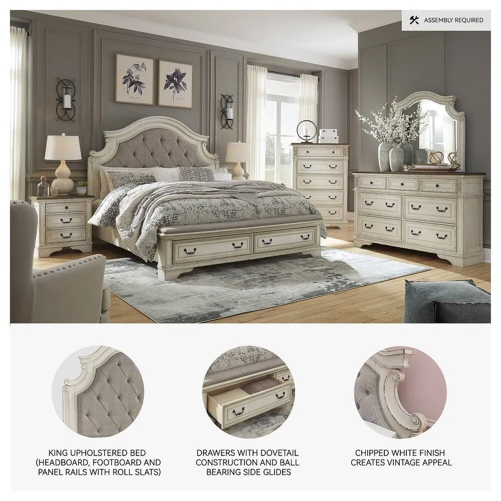 Zavior Realyn Chipped White Storage Bed