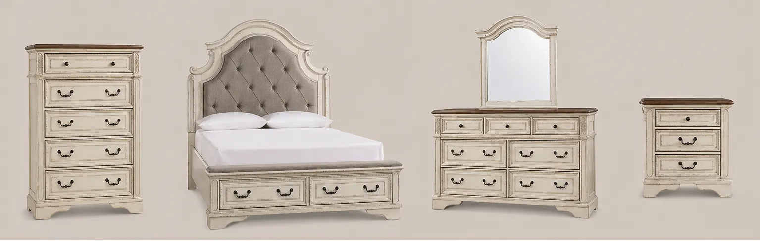 Zavior Realyn Chipped White Storage Bed