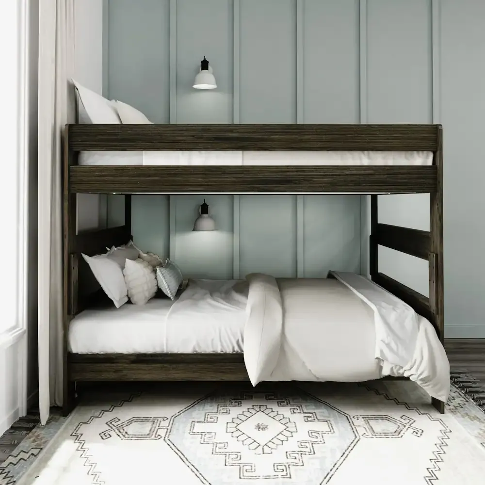 Farmhouse Queen over Queen Bunk Bed – Matte Pecan