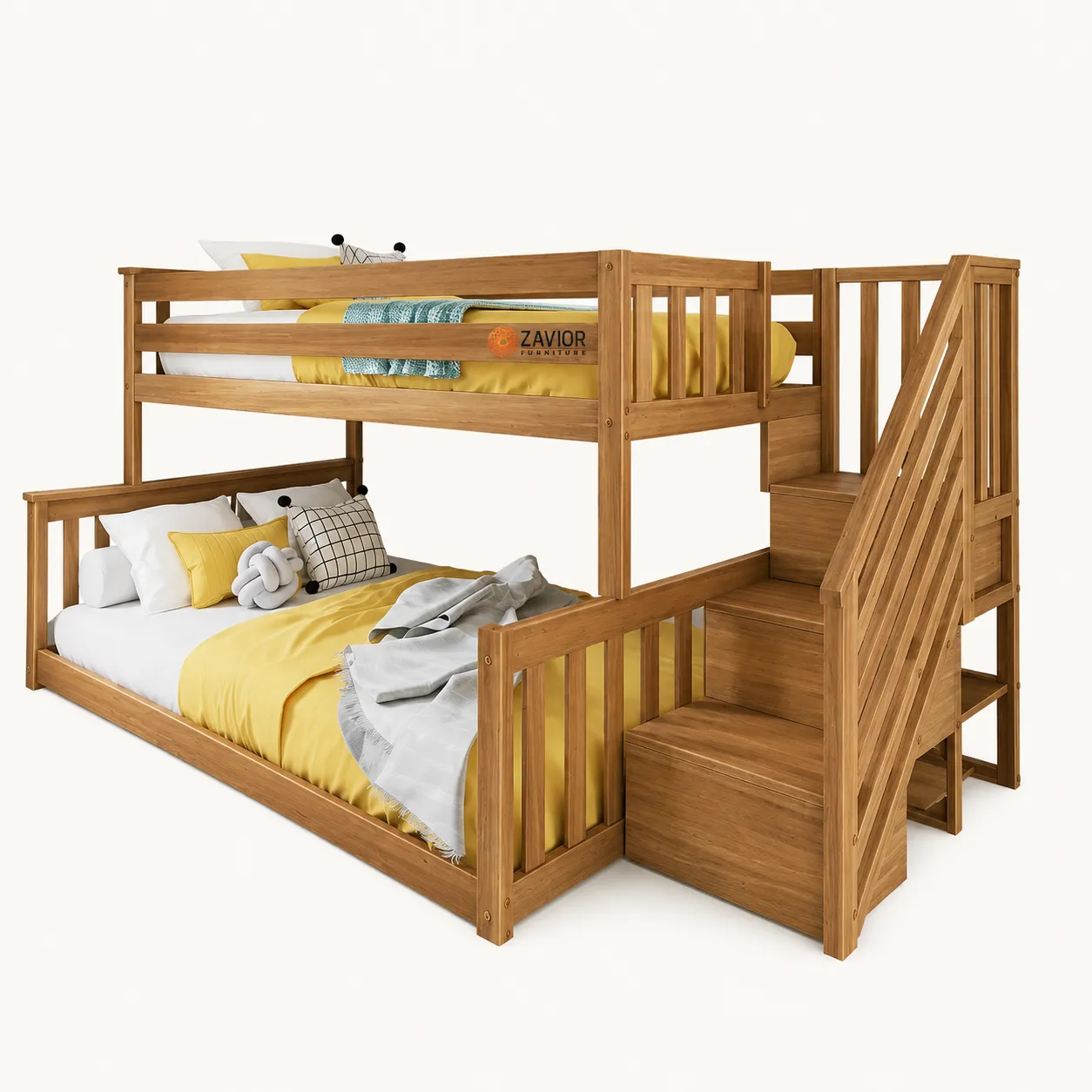 Max & Lily Twin over Full Low Bunk with Staircase