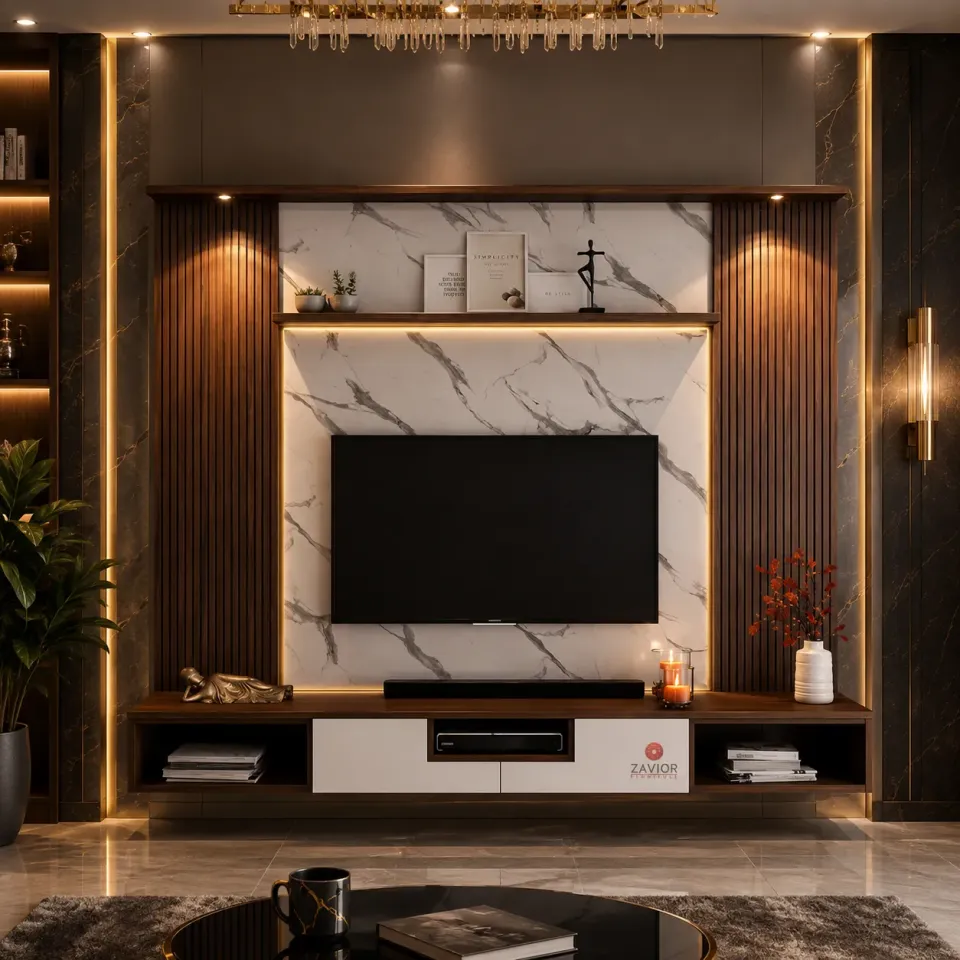 Back Panel TV Unit – Modern Custom TV Wall Unit - product image 1