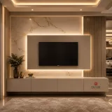 Backlight TV Unit – Modern TV Wall Unit with Storage thumbnail 1
