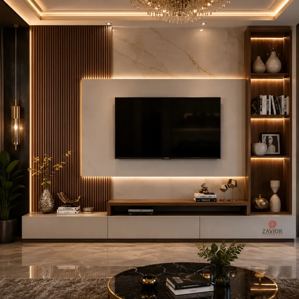 TV Unit With LED Light – Modern TV Cabinet with Storage - product image 1