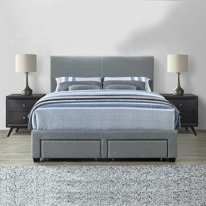 Zavior Grey Fabric Storage Bed