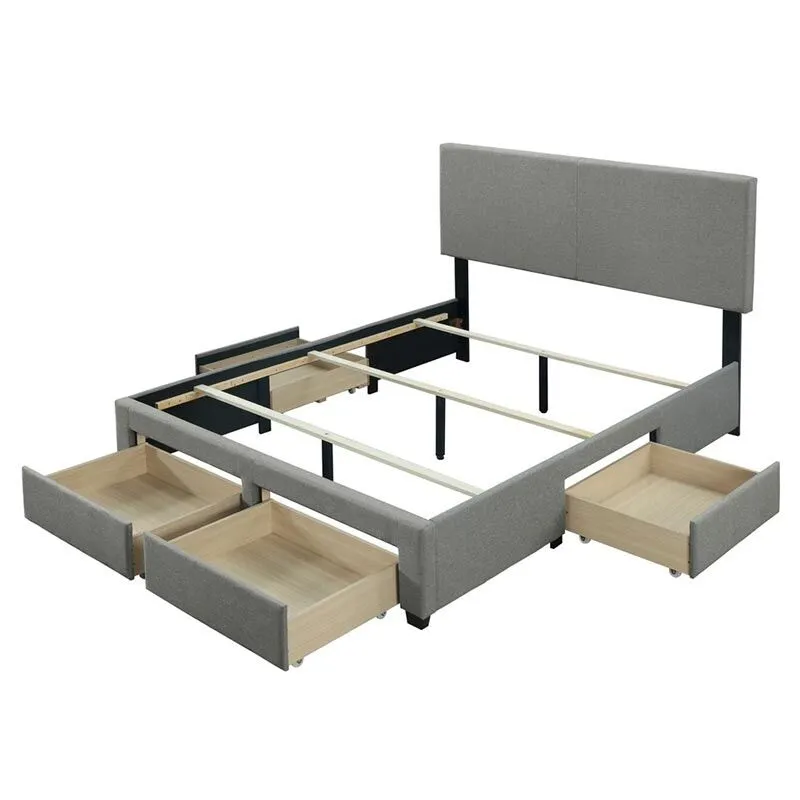 Zavior Grey Fabric Storage Bed