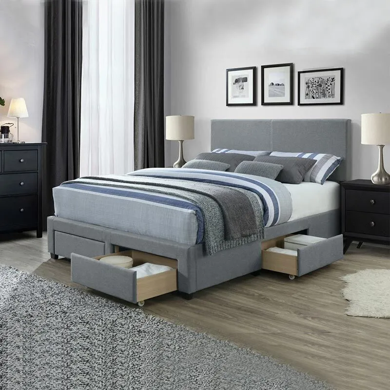 Zavior Grey Fabric Storage Bed