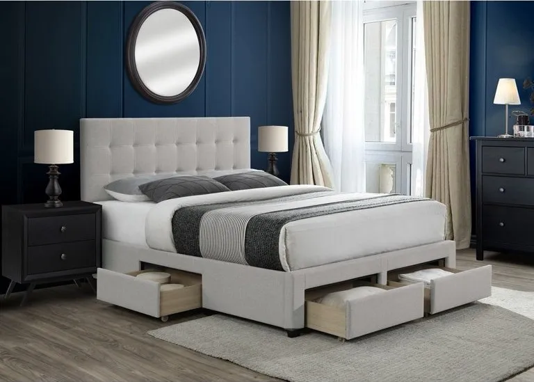 Zavior Grey Fabric Storage Bed