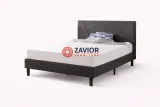 Zavior Dark Grey Upholstered Platform Bed with Tufted Headboard thumbnail 1