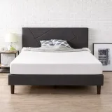 Zavior Dark Grey Upholstered Platform Bed with Tufted Headboard thumbnail 4