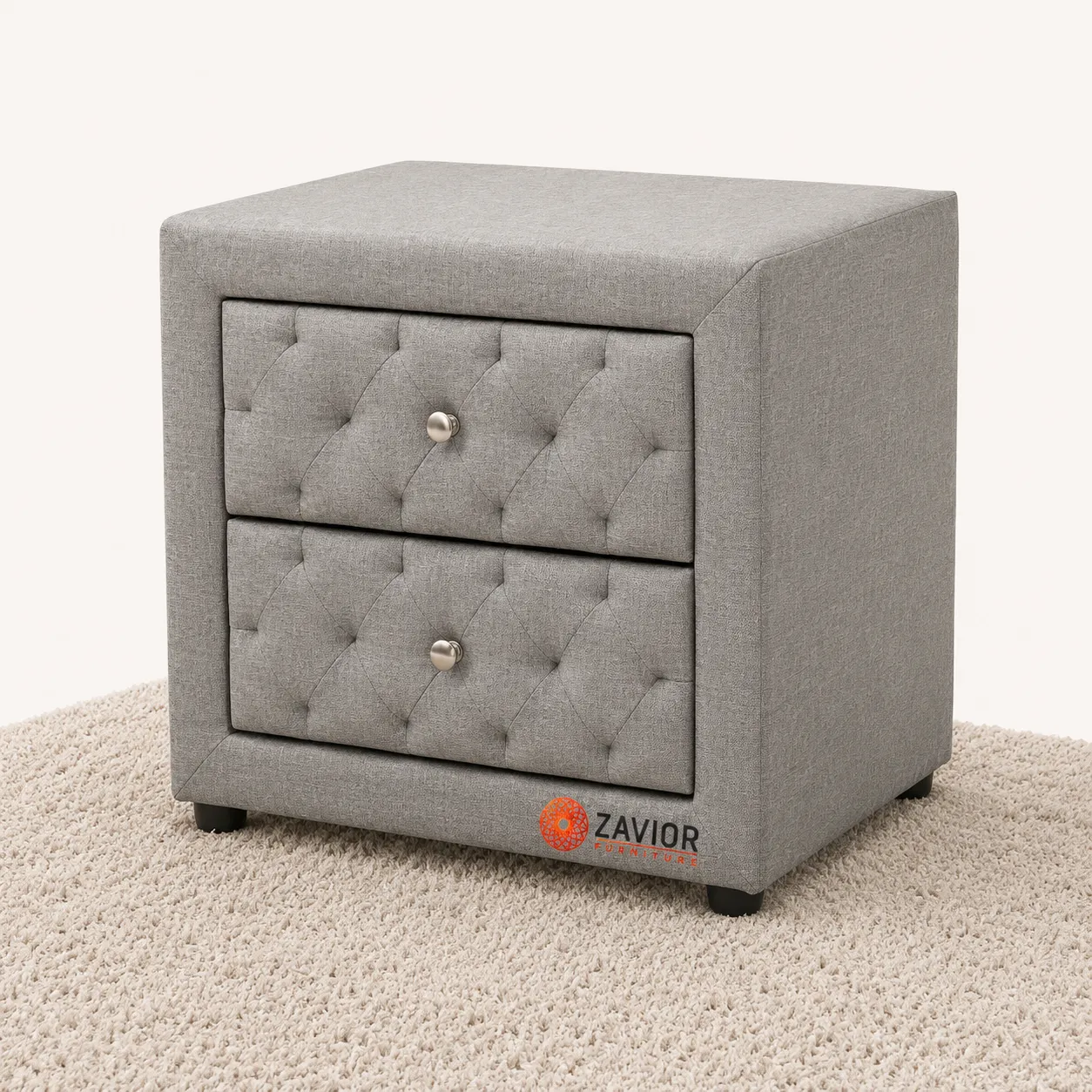 Zavior Lepine Grey Fabric Night Stand