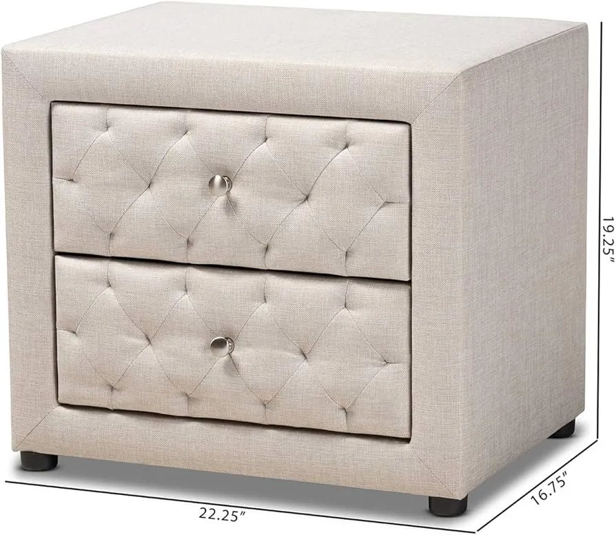 Zavior Lepine Grey Fabric Night Stand