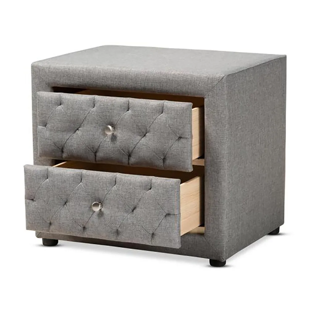 Zavior Lepine Grey Fabric Night Stand