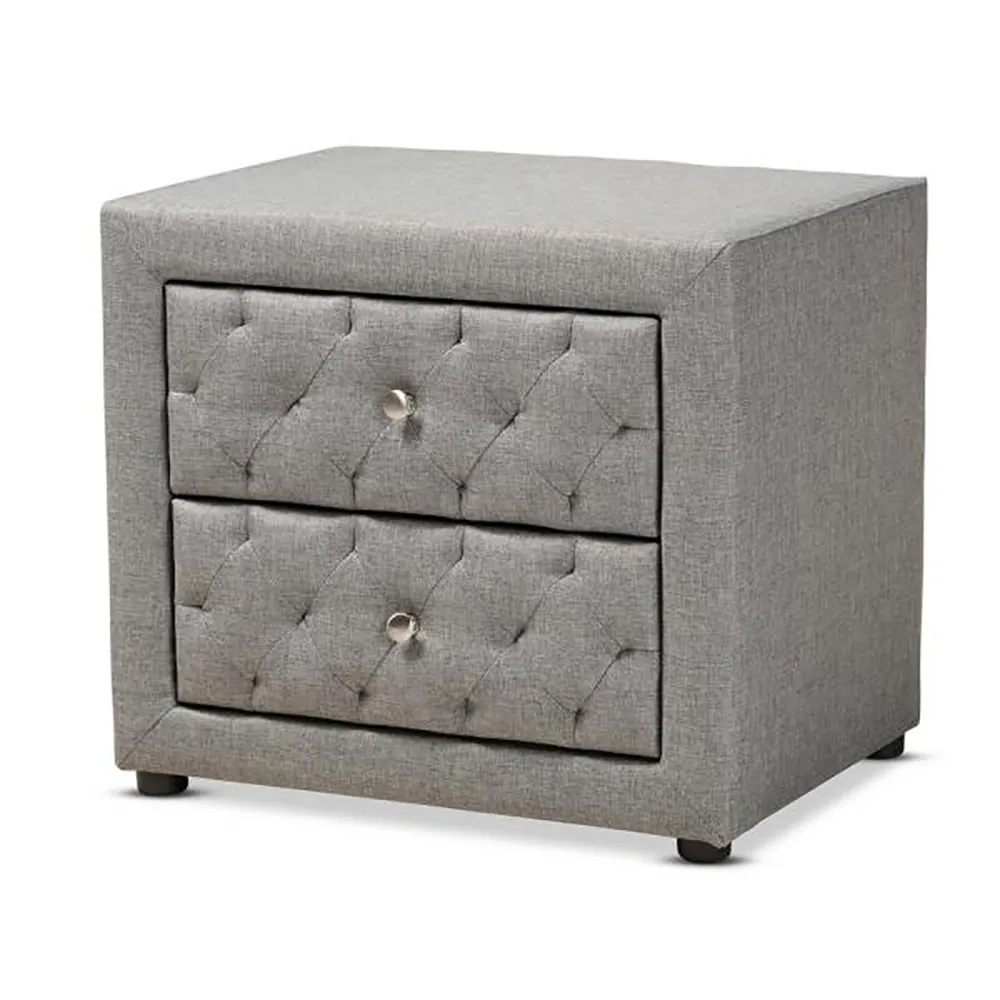 Zavior Lepine Grey Fabric Night Stand