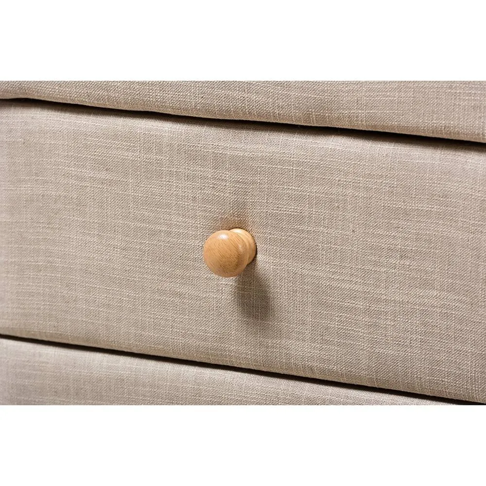 Zavior Jonesy 2-Drawer Mid-Century Fabric Nightstand