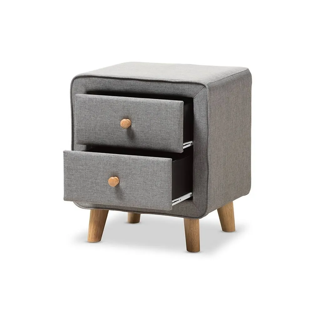 Zavior Jonesy 2-Drawer Mid-Century Fabric Nightstand