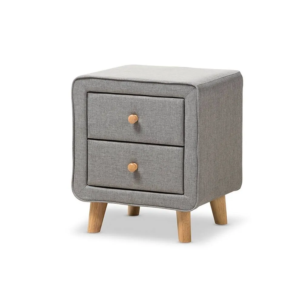Zavior Jonesy 2-Drawer Mid-Century Fabric Nightstand
