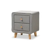Zavior Jonesy 2-Drawer Mid-Century Fabric Nightstand thumbnail 1
