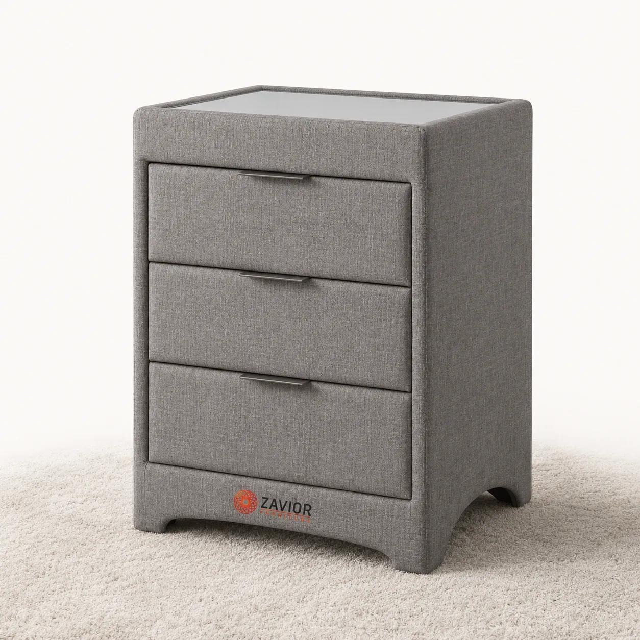 Zavior Valencia Fabric 3 Drawers Night Stand