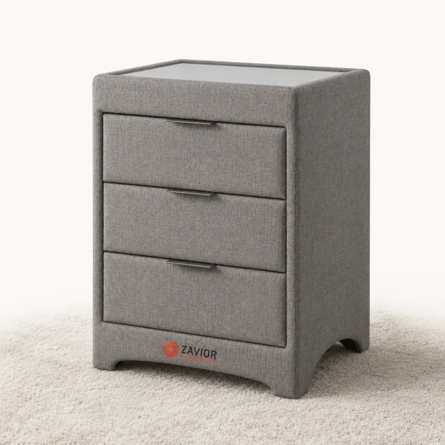 Zavior Valencia Fabric 3 Drawers Night Stand