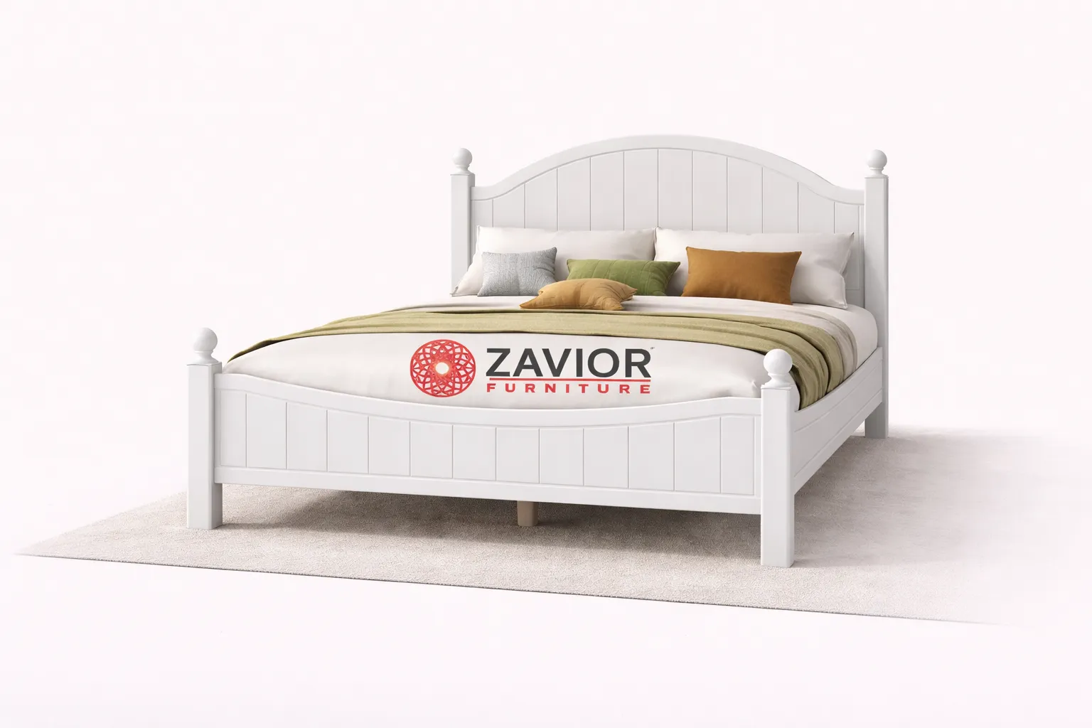 Zavior Cherry Wood Bedroom Set with High Headboard and Storage Units