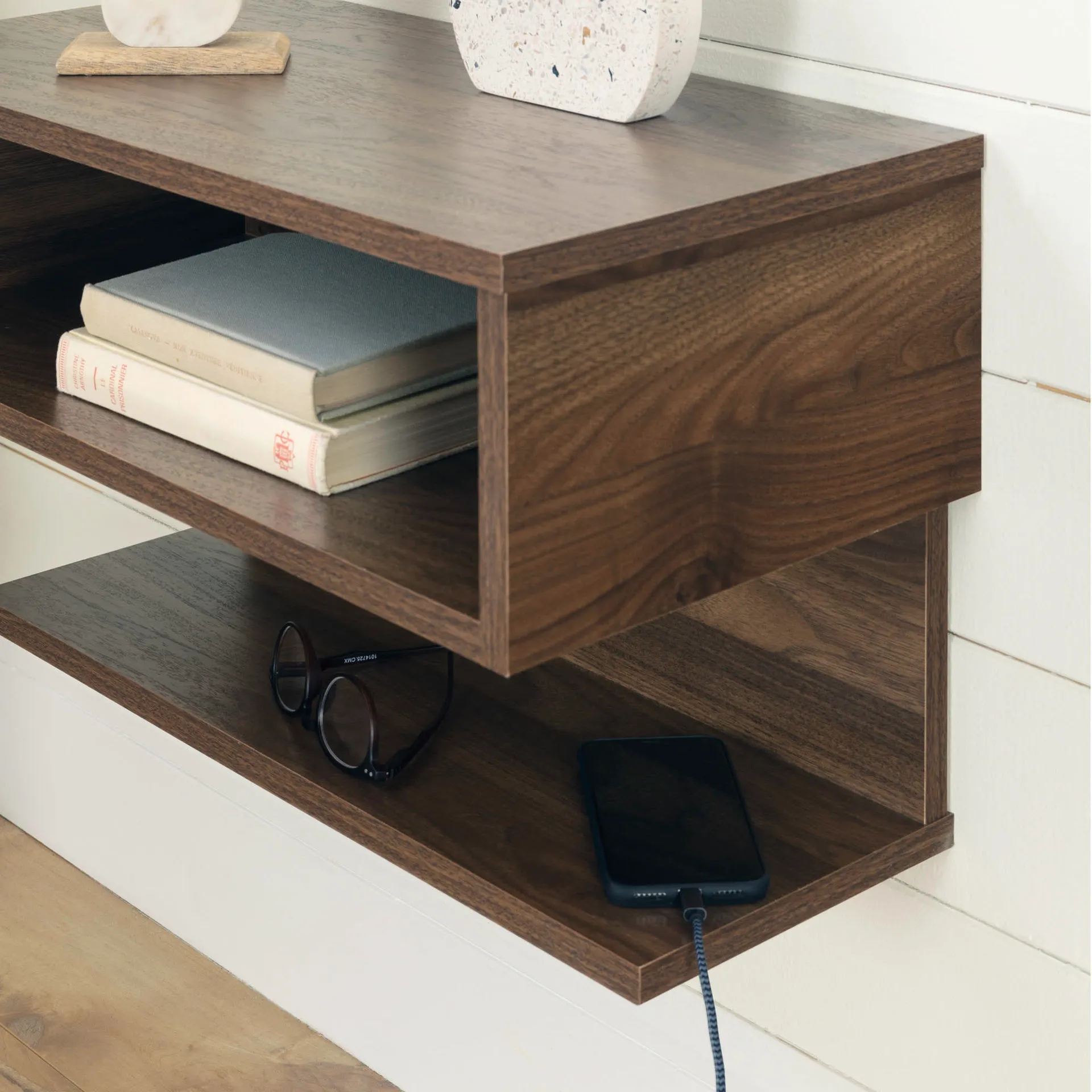 Zavior Wall Mounted Open Shelves Night Stand
