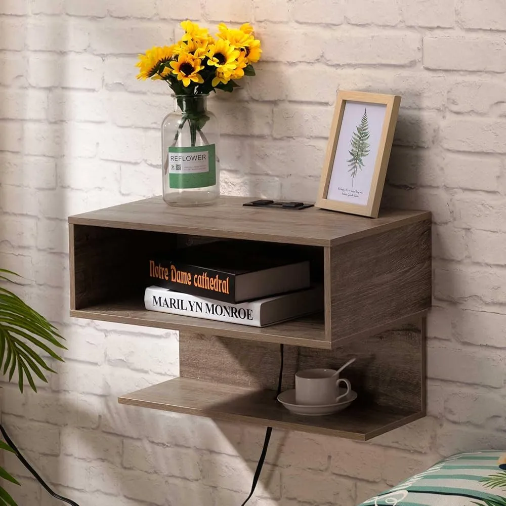 Zavior Wall Mounted Open Shelves Night Stand